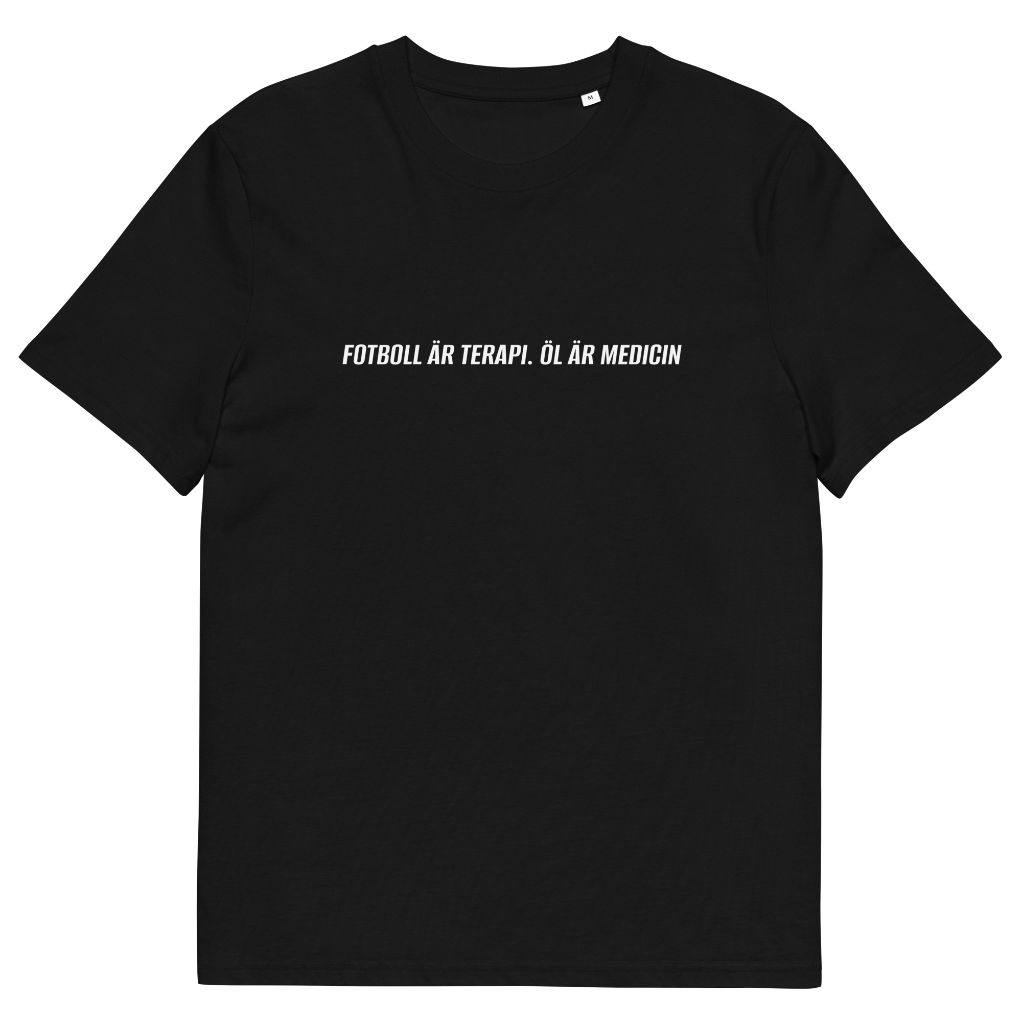 FOTBOLL ÄR TERAPI. ÖL ÄR MEDICIN T-Shirt Svart